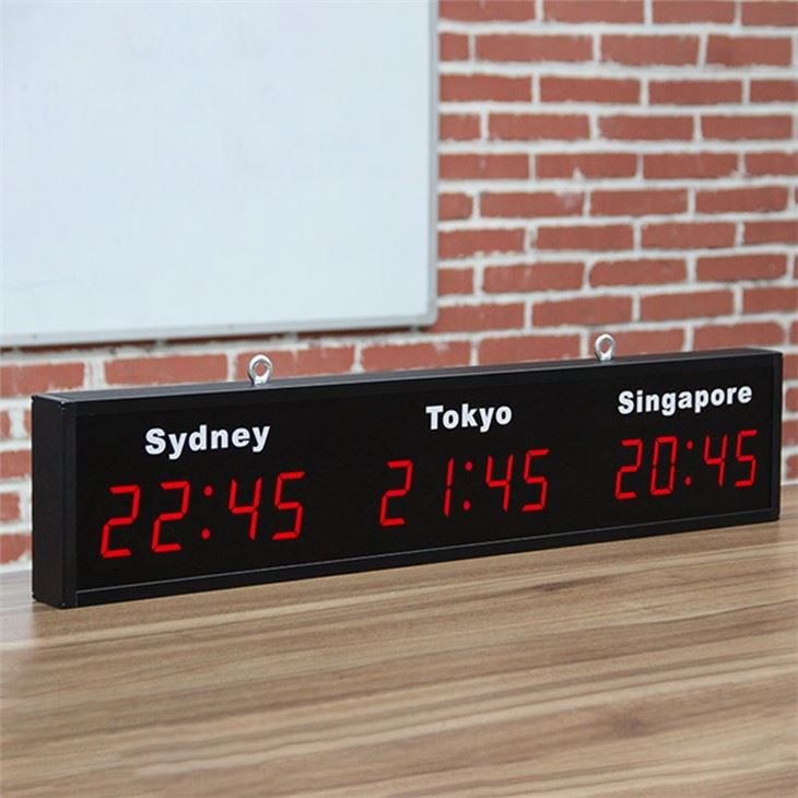 3 time zone red world clock